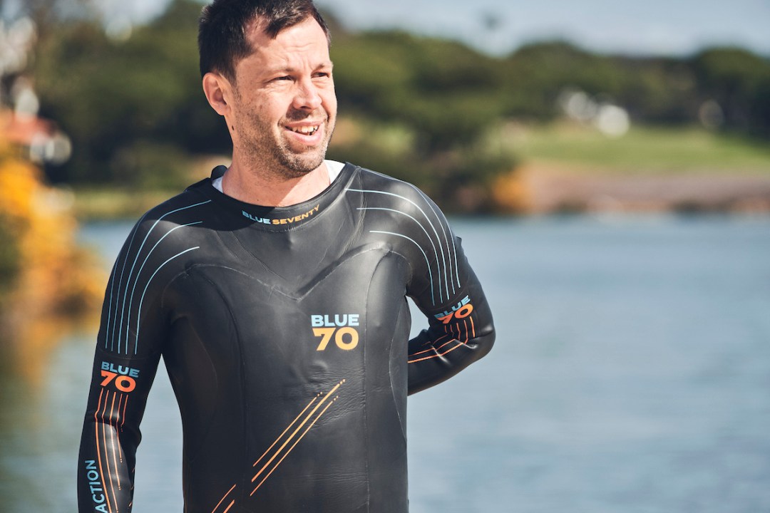 Matt Baird testing the Blueseventy Reaction wetsuit