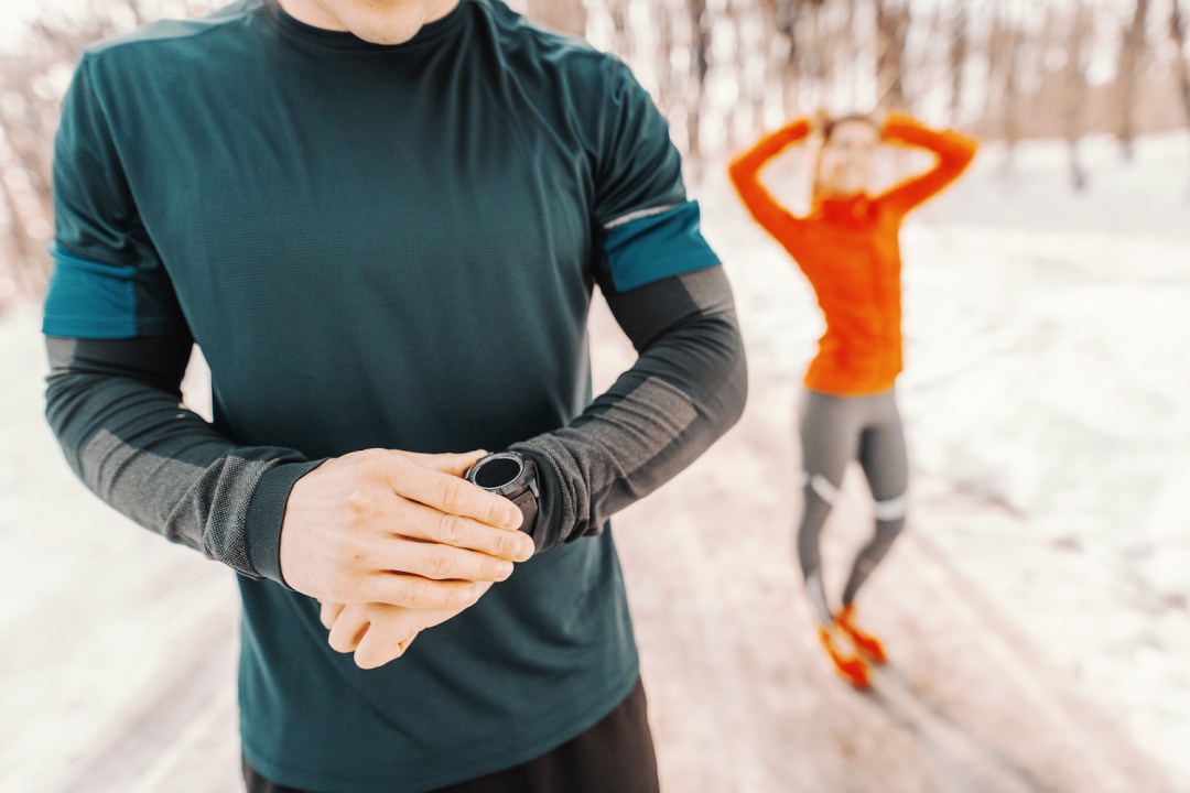 Man in winter running base layer