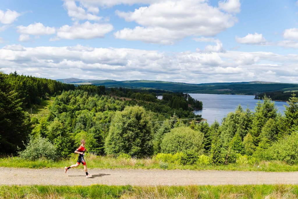 Man running during the Northumbrian Triathlon