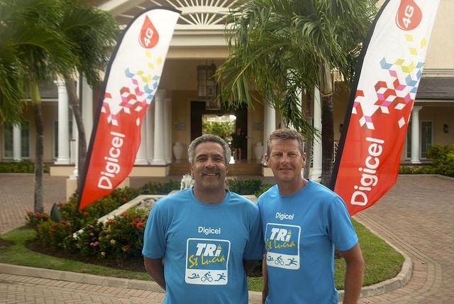 Daley Thompson and Steve Cram at Tri St Lucia