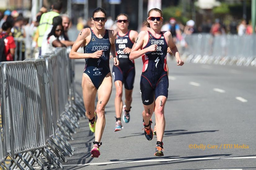 Non Stanford and Vicky Holland podium at Rio Olympics test event