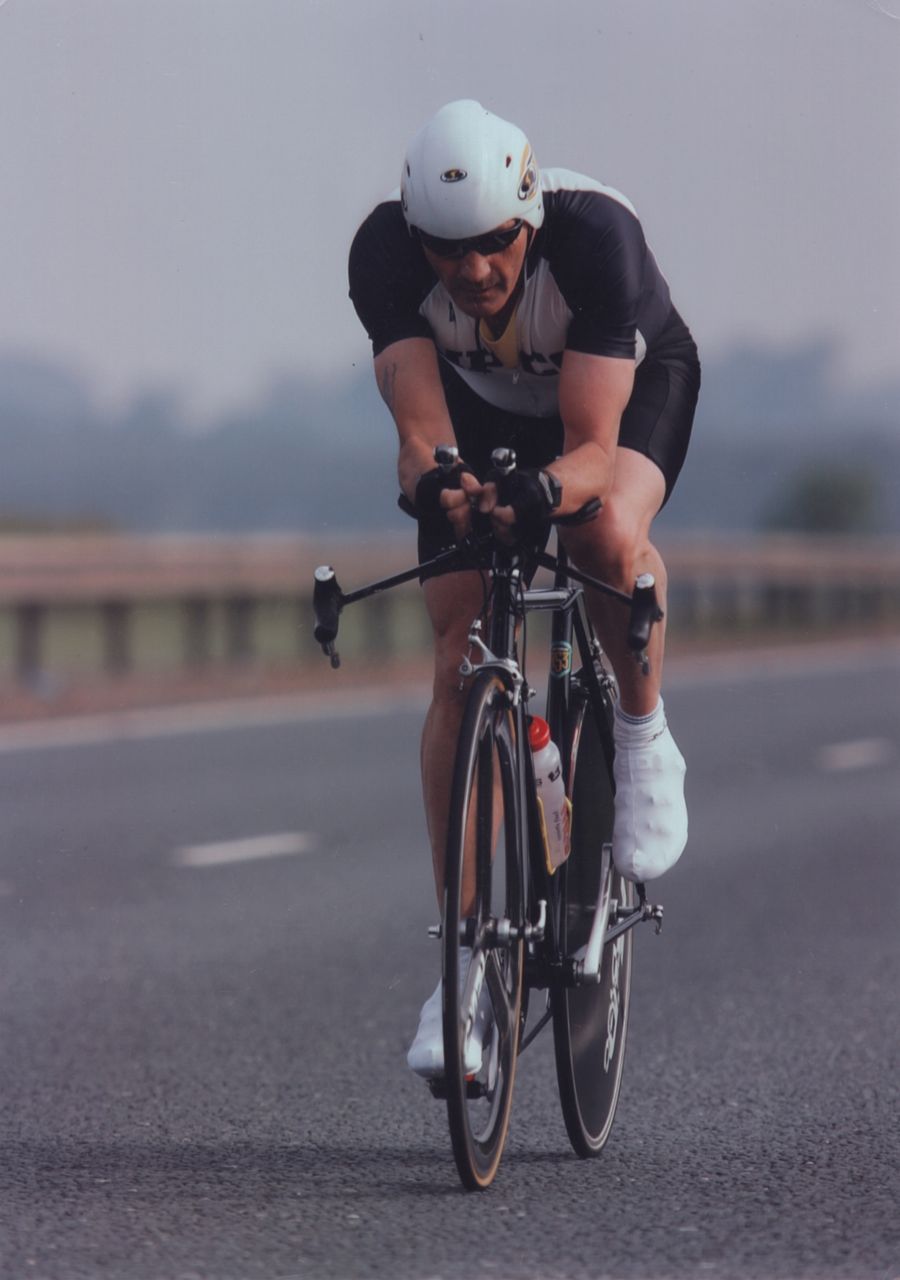 Mike Harris on his tri bike