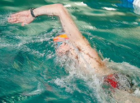 How much should your body rotate in front crawl?