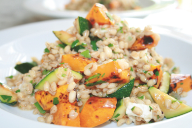 Barley Risotto with Goats’ Cheese and Veg