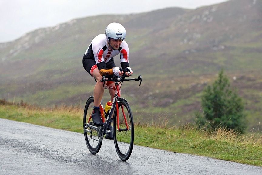 Triathlete on the bike at Aberfeldy Triathlon