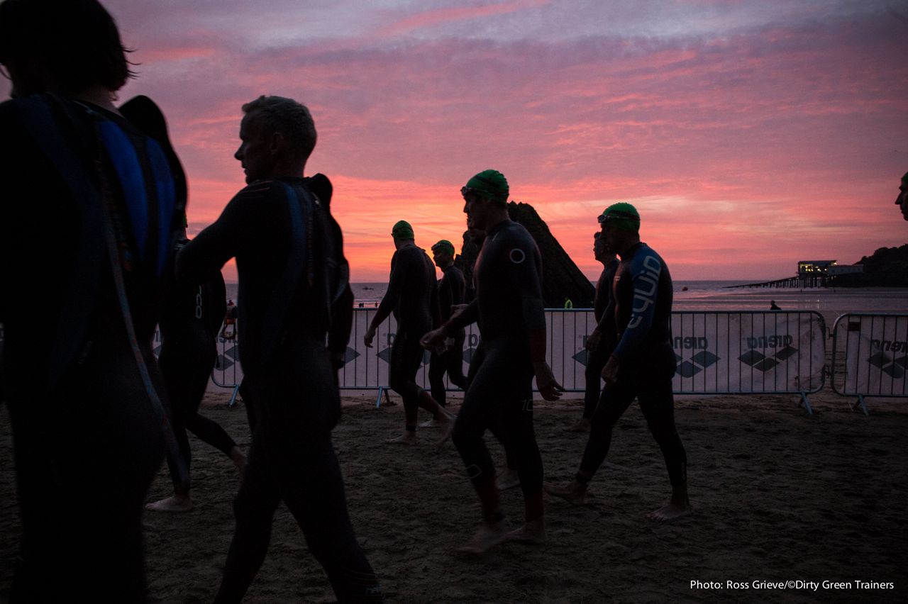 Red sky at start of Ironman Wales 2014