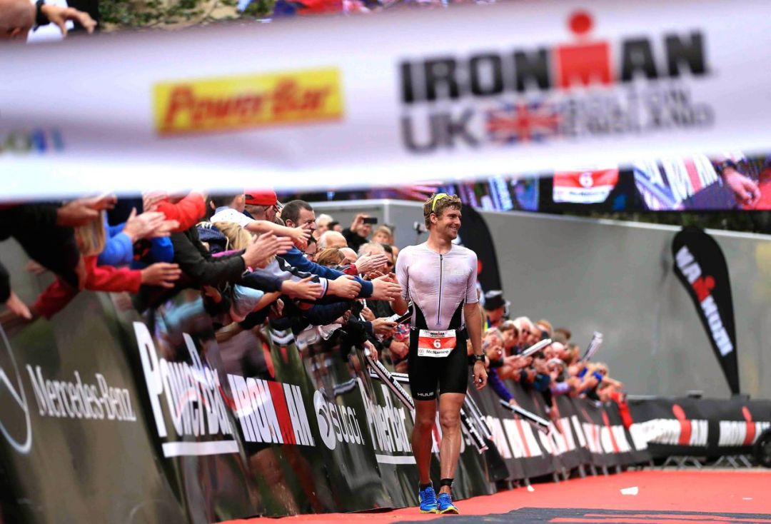 David McNamee wins his first Ironman on home soil, on 19 July, 2015 in Bolton, England. (Credit: Stephen Pond/Getty Images)