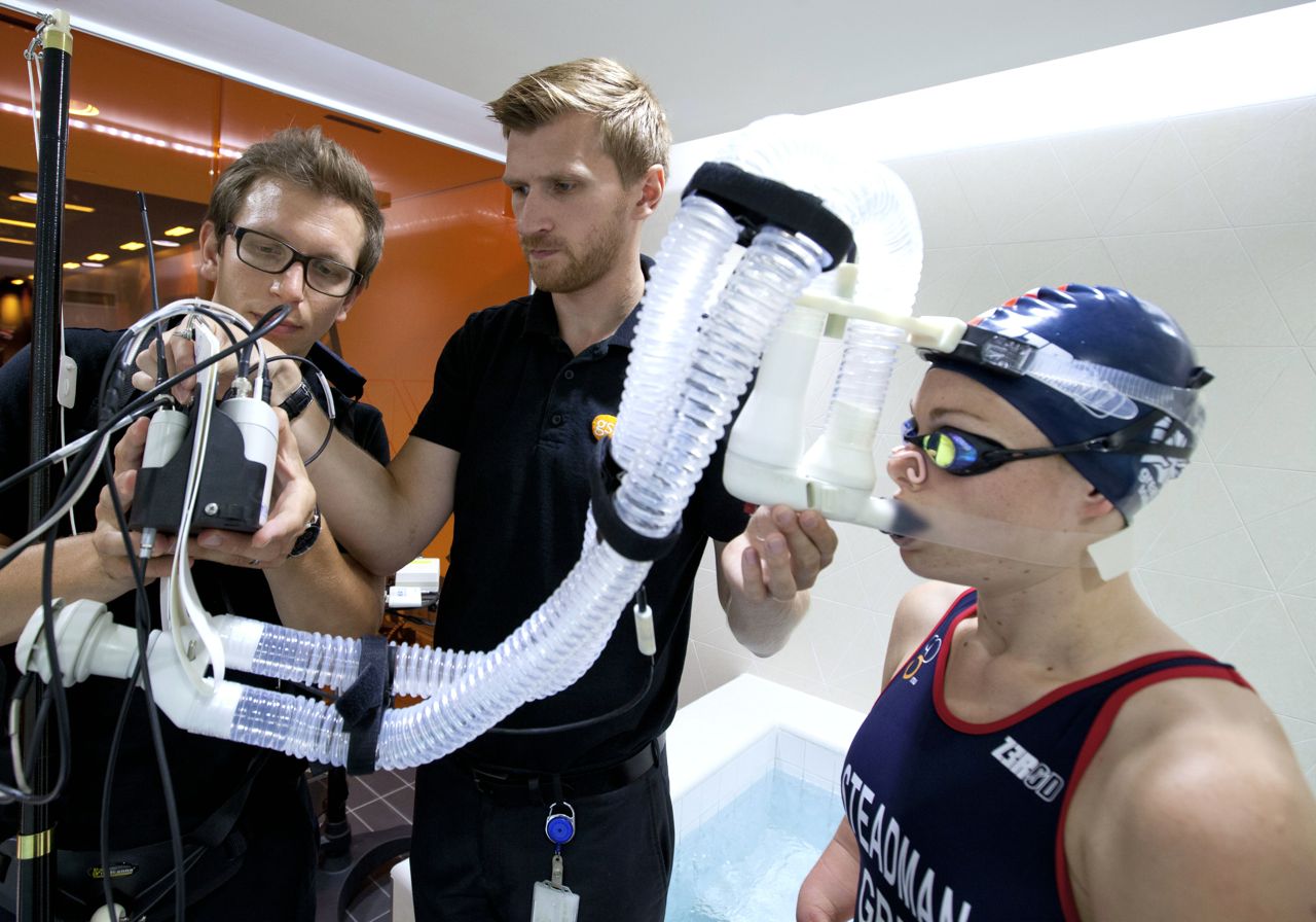 Lauren Steadman in the swim flume at GSK Human Performance Lab