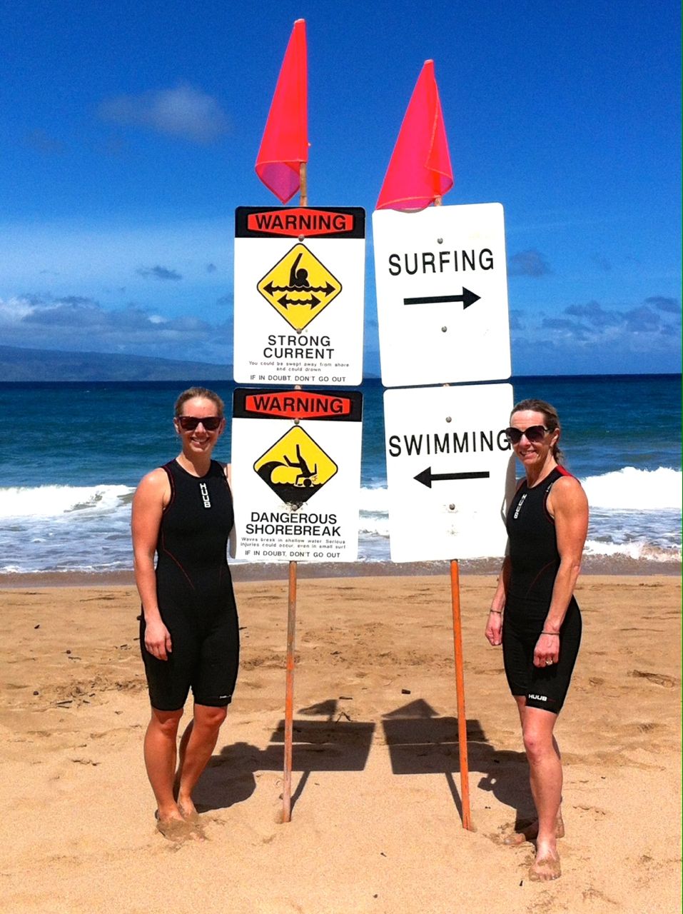 Leanne Hier and her mum on DT Fleming beach, Hawaii