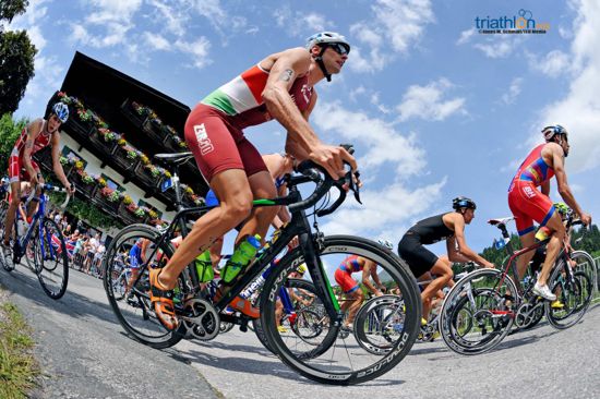 Triathletes cycling in Kitzbühel