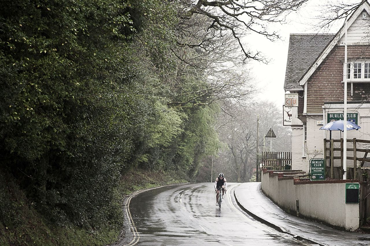 Triathlete in bike training