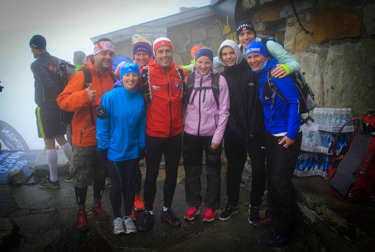 Graeme Stewart and friends at the finish of the Norseman 2014