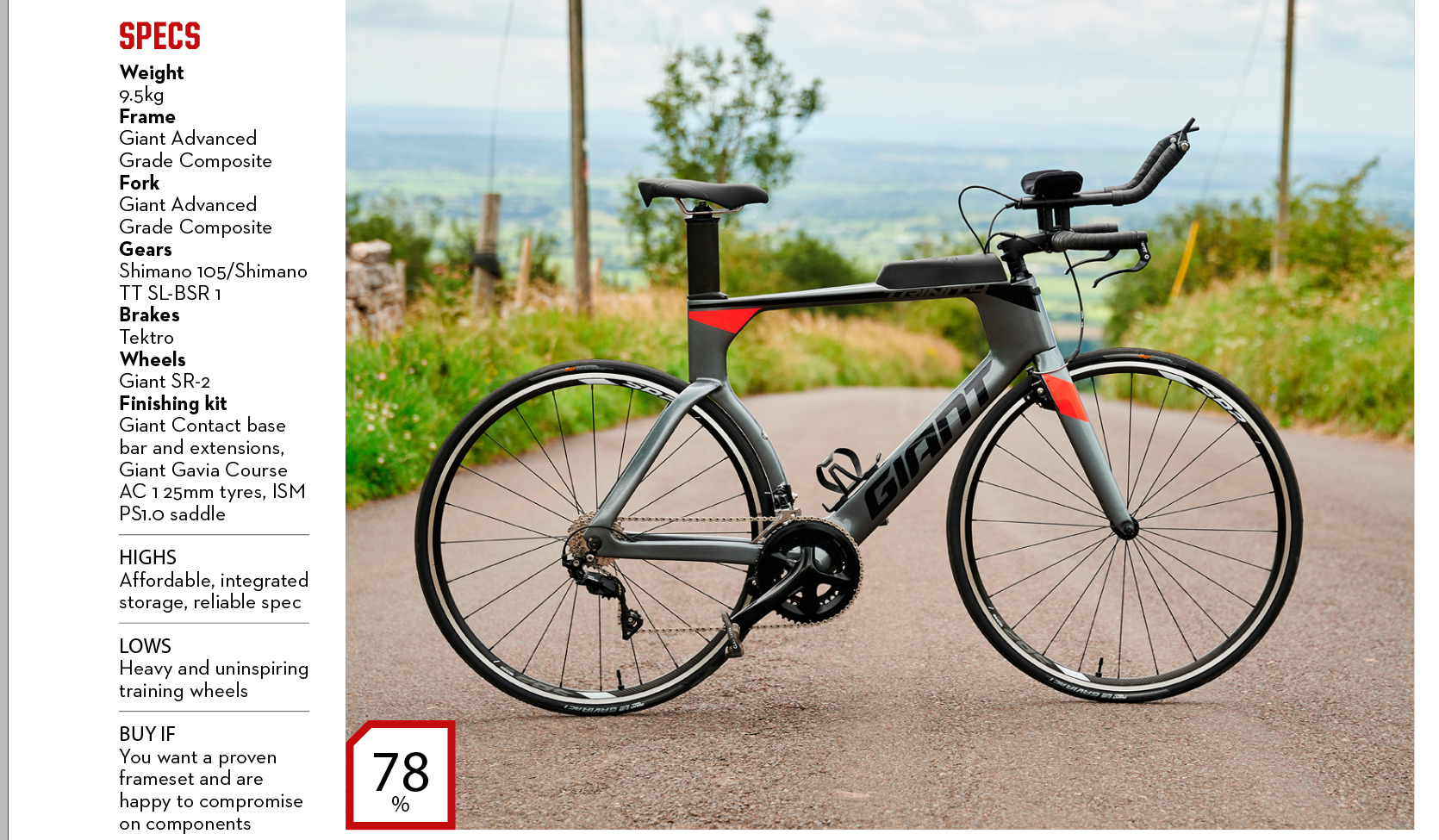 Giant trinity advanced tri bike spec