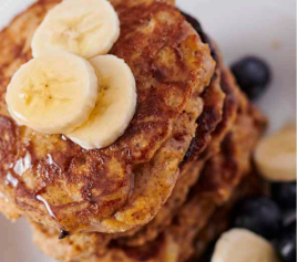 Paleo banana and blueberry pancakes