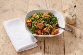 Vegan Kale, Quinoa and Squash Salad with Tahini Dressing