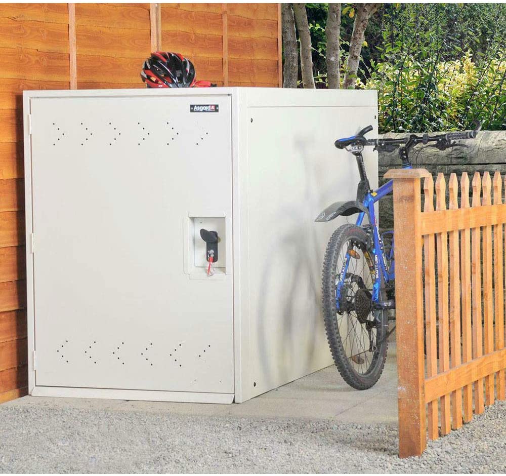 Asgard Metal Outdoor Double Bike Storage Unit Ivory