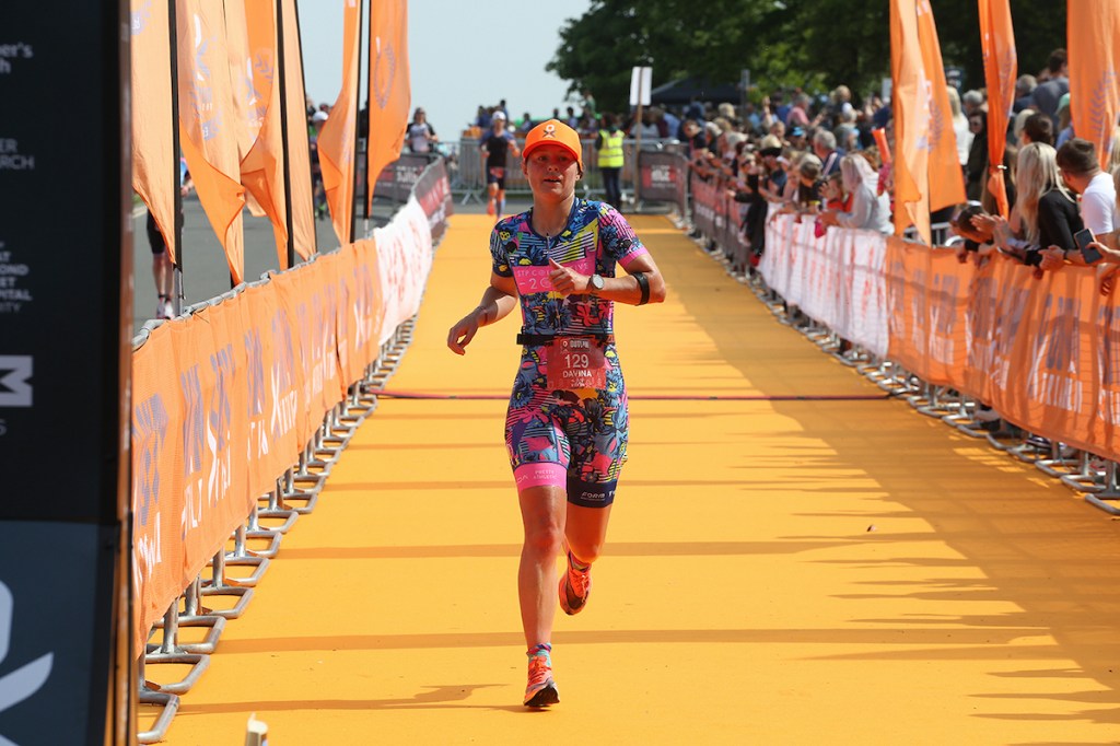 A woman running at the Outlaw triathon