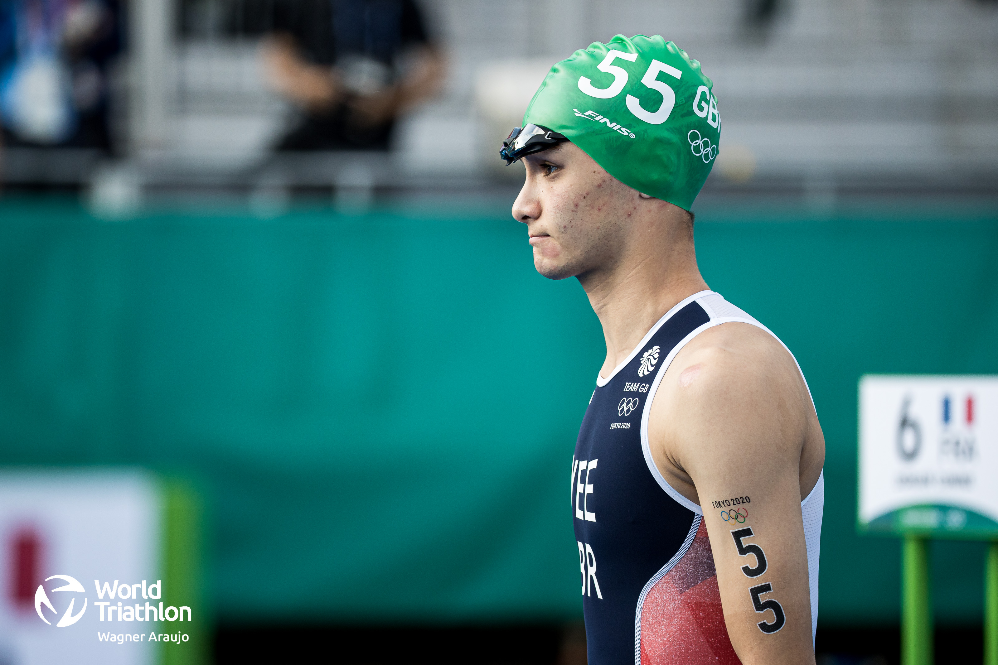 Game face already on. GB's podium hopeful, 23-year-old Alex Yee lines up on the start pontoon. 