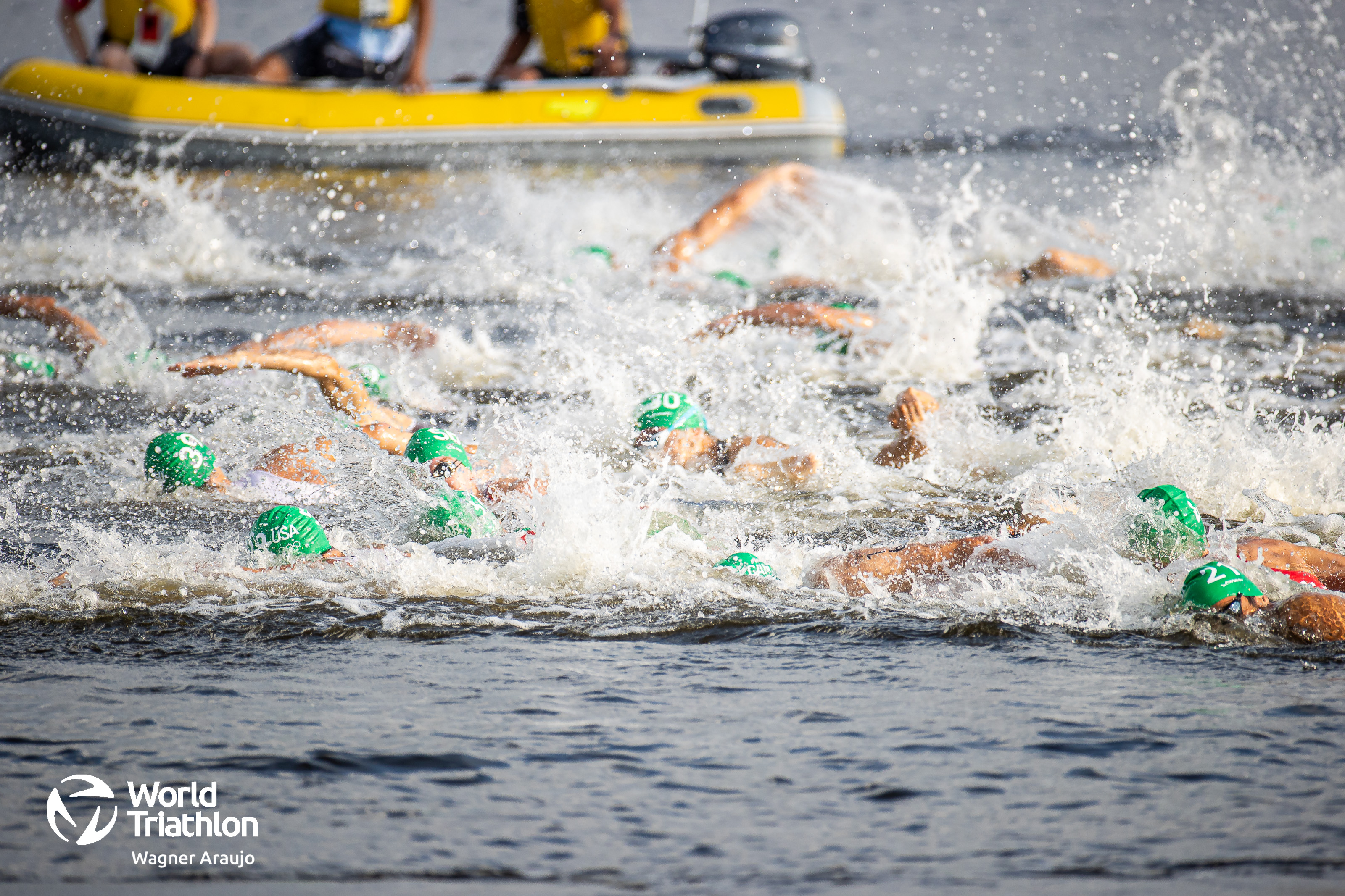 It's a messy and choppy field with the men scrapping for the sharpest line around the buoys. 