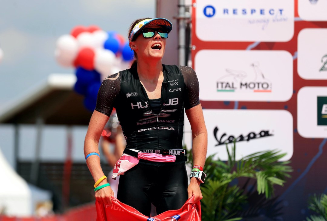 Lucy Charles-Barclay winning a Challenge triathlon in 2017
