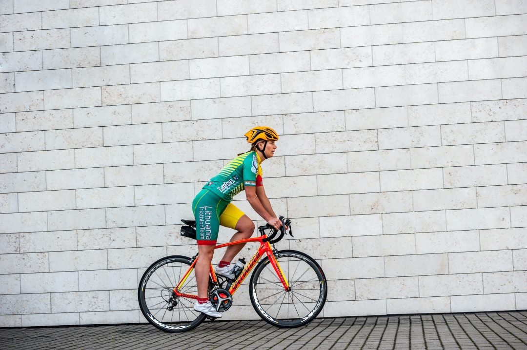 Cycling on a road bike