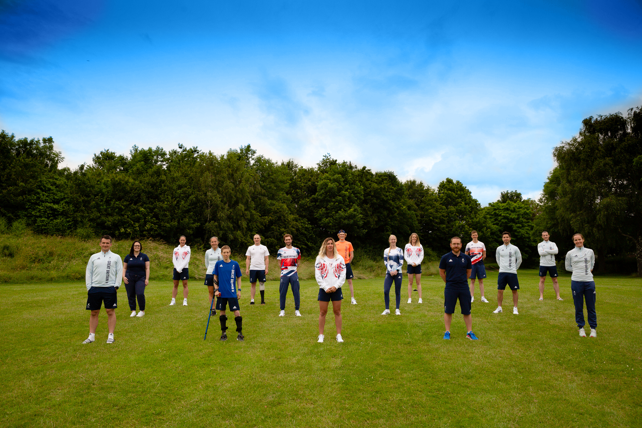 The British paratri team, led by head coach Jonny Riall, far left, prior to the 2020 Tokyo Paralympic Games