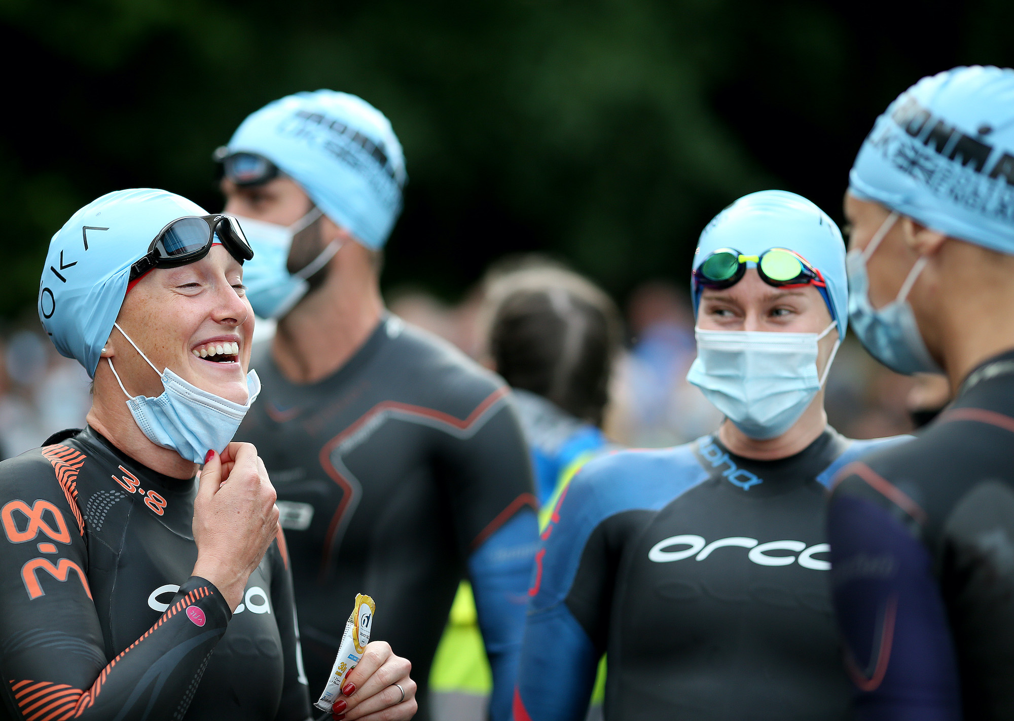 Athletes preparing for the start of Ironman UK