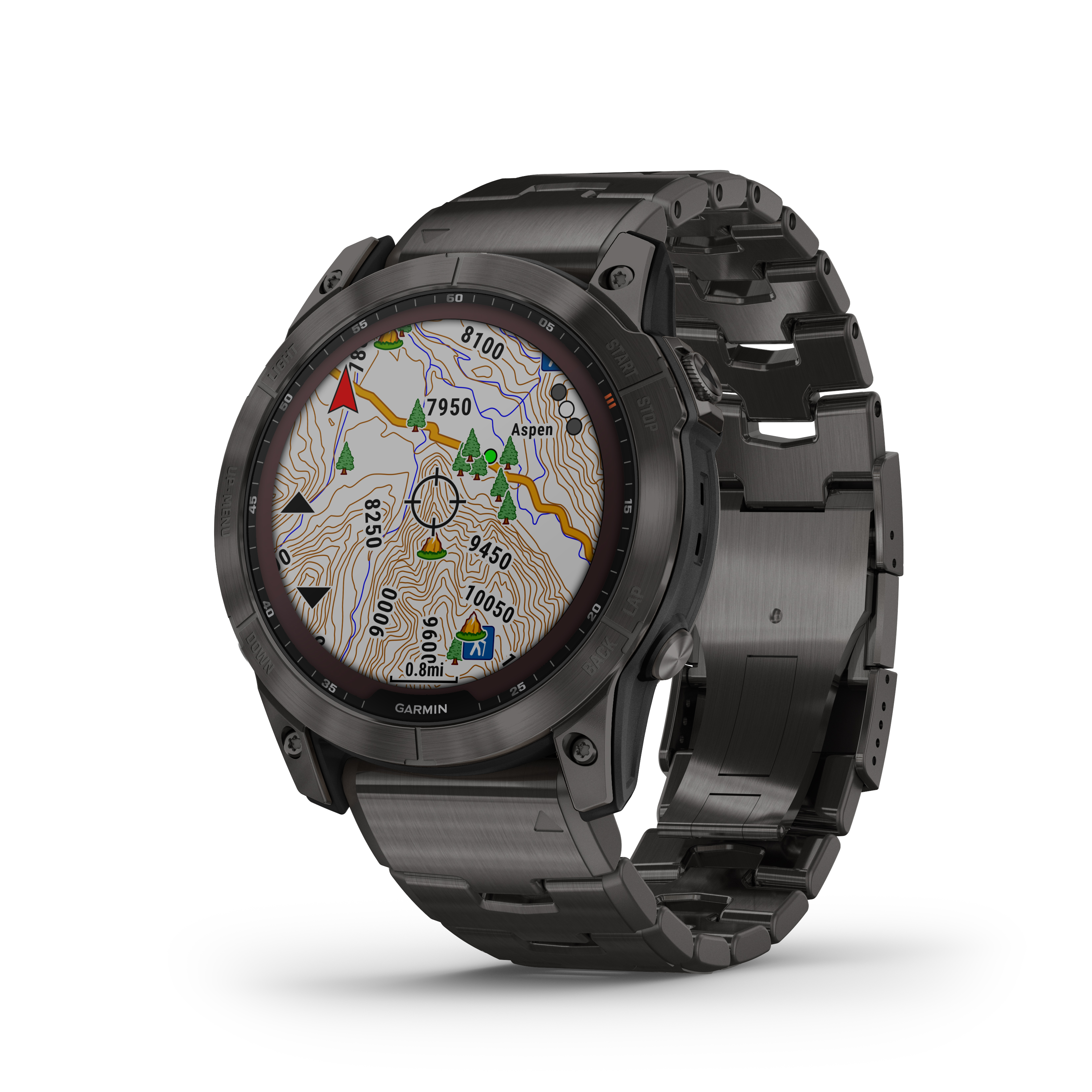 Garmin fenix 7X Solar Sapphire showing map function