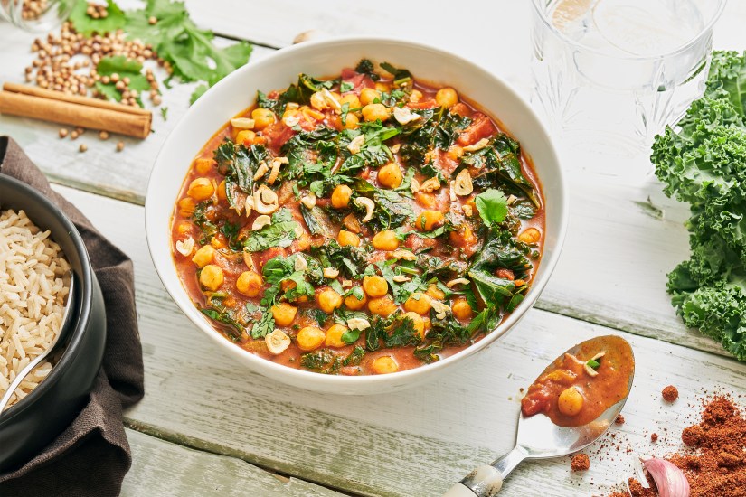 Chickpea dhal with coconut kale