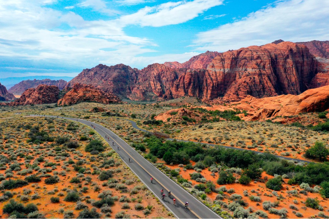 Triathletes competing at Ironman 70.3 St George