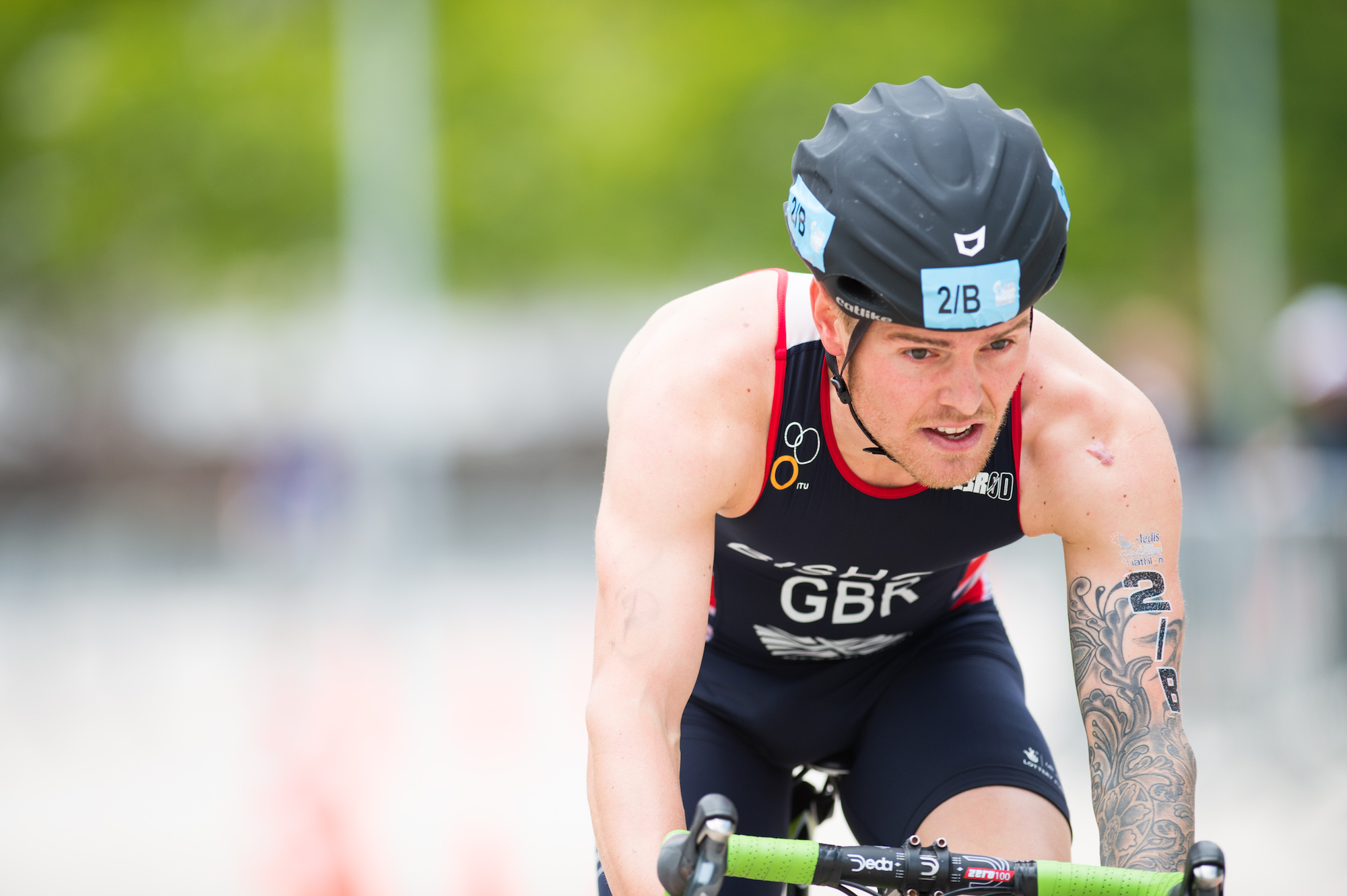 Tom Bishop competes in triathlon