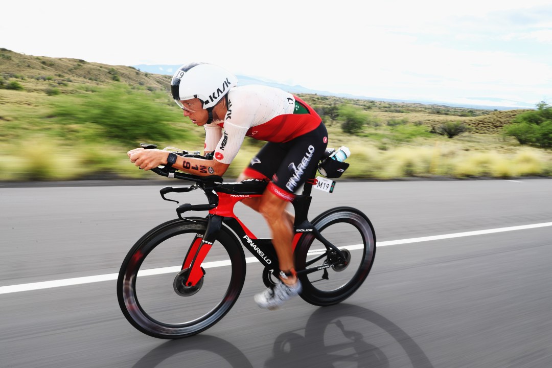 Cameron Wurf competes on the bike leg during the 2018 Ironman World Championship in Kailua Kona, Hawaii.