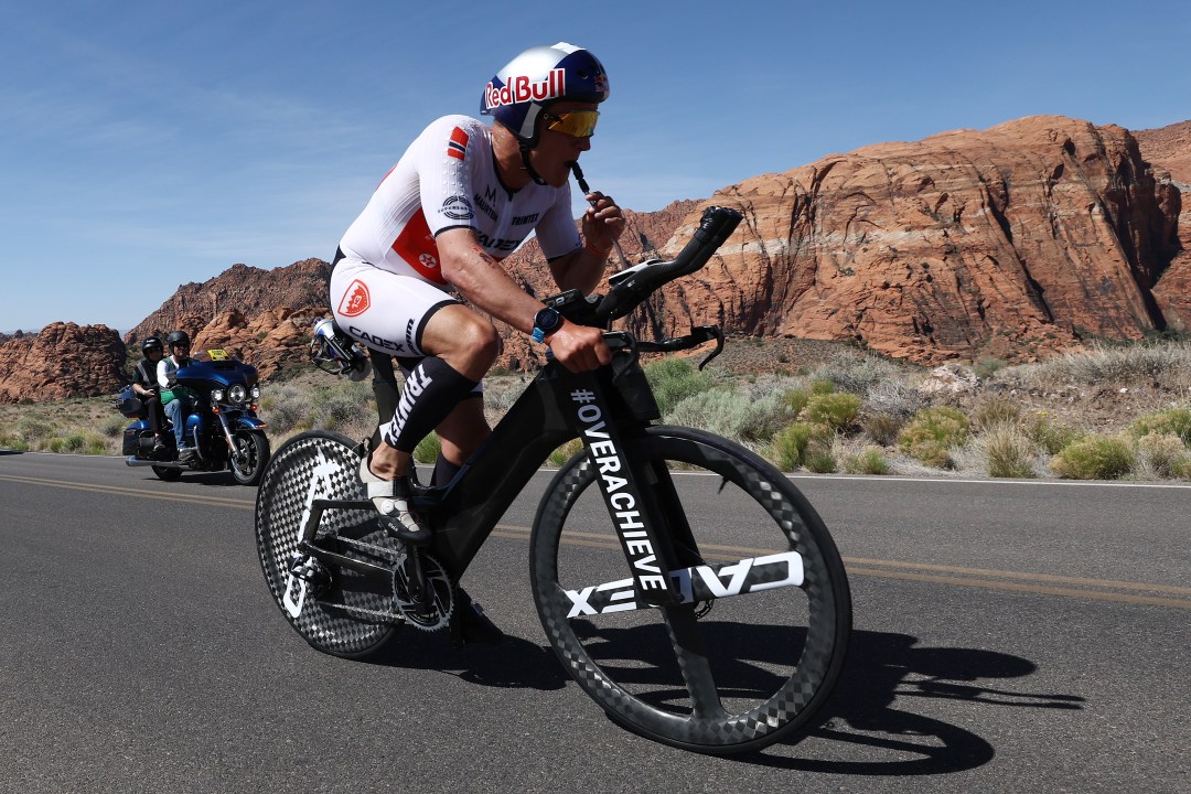 Kristian Blummenfelt riding in the 2021 Ironman World Championship