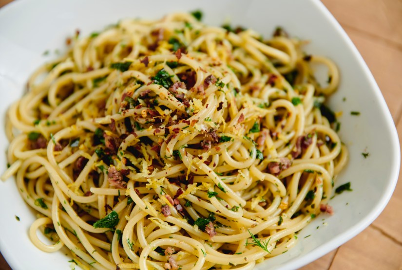 Spaghetti with fresh herbs