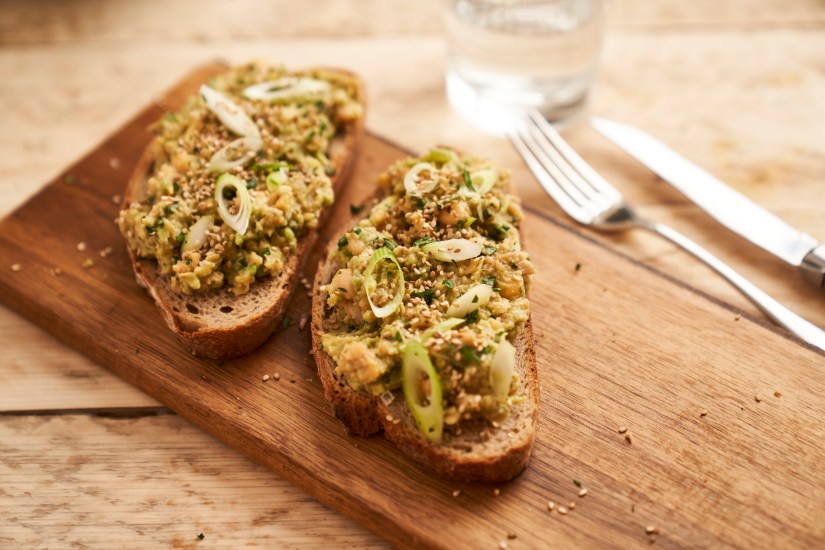 Miso, chickpea and avocado smash on toast