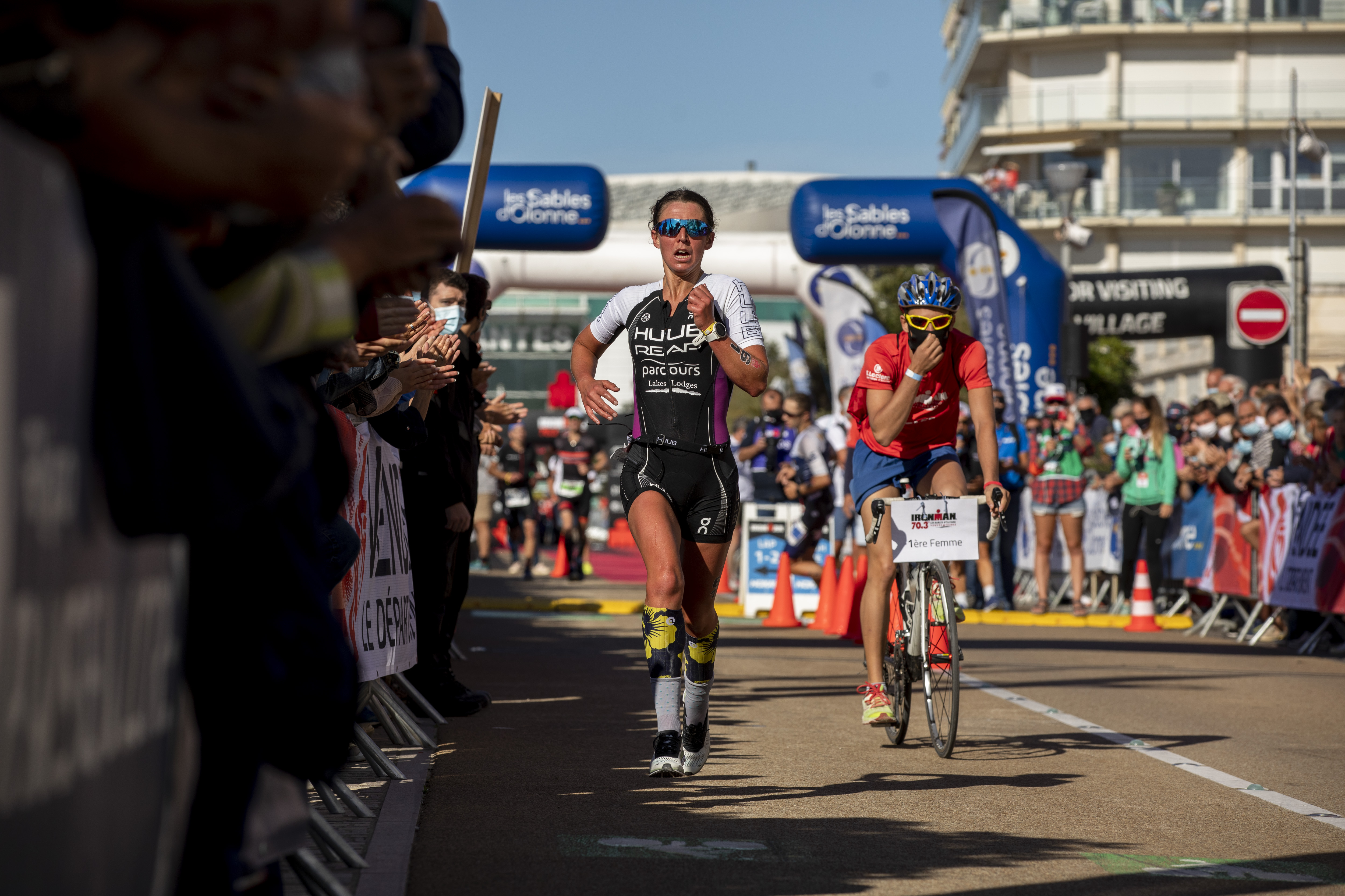 LES SABLES d'OLONNE, FRANCE - SEPTEMBER 06: Athlete Fenella Langridge of United Kingdom competes in the run leg of IRONMAN 70.3 Les Sables d'Olonne on September 06, 2020 in Les Sables d'Olonne, France. (Photo by Pablo Blazquez Dominguez/Getty Images for IRONMAN)