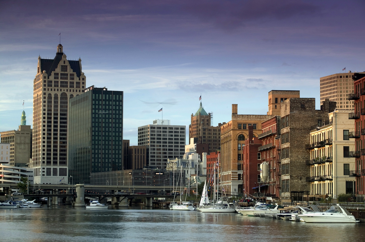 Downtown Milwaukee and Milwaukee River, Wisconsin