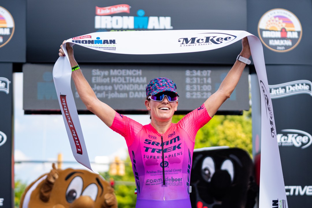 US pro triathlete Skye Moench wins the 2021 Ironman Chattanooga