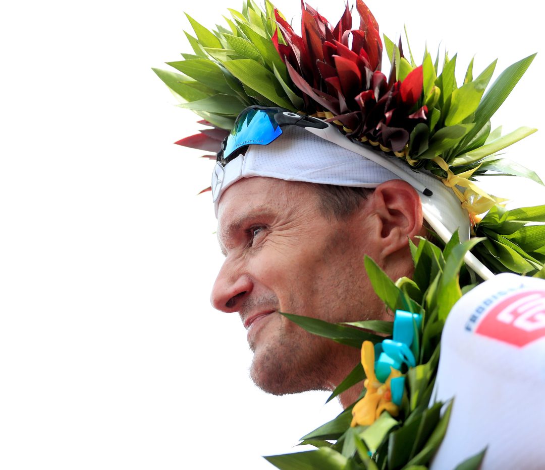 KAILUA KONA, HAWAII - OCTOBER 12: Jan Frodeno of Germany celebrates after winning the Ironman World Championships on October 12, 2019 in Kailua Kona, Hawaii. (Photo by Tom Pennington/Getty Images for IRONMAN)