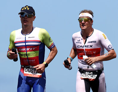 Gustav Iden and Kristian Blummenfelt (right) in the 2022 Ironman World Championship