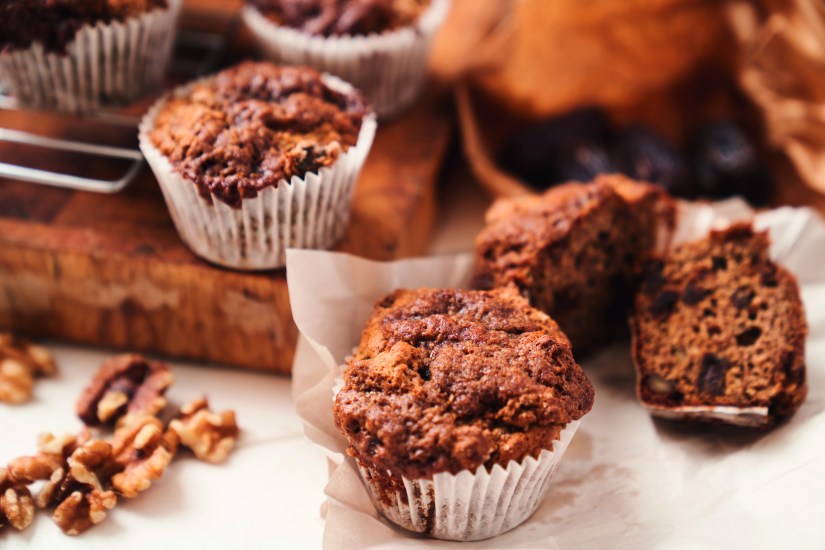 Date and walnut breakfast muffins