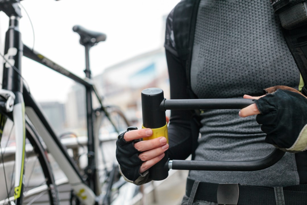 Woman with a bike lock