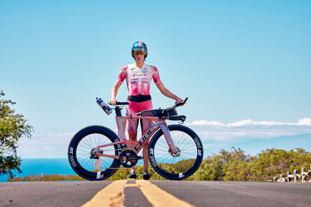 Lucy Charles-Barclay with Cube bike