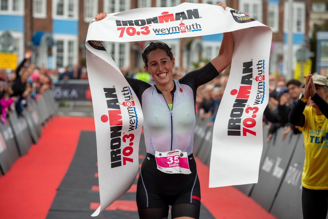 India Lee winning Ironman 70.3 Weymouth on September 22, 2019