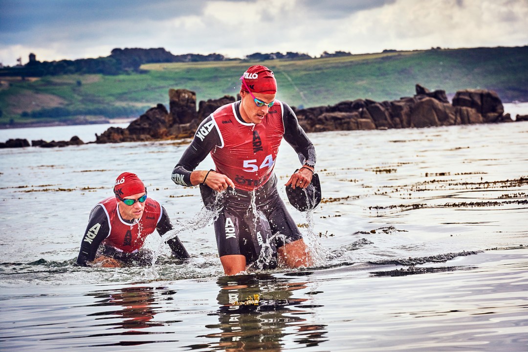 Athletes exit the water at OtillO Isle of Scilly 2022