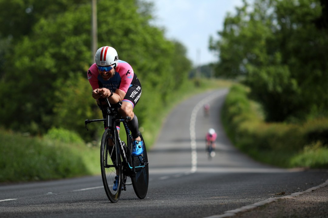 Cycling during the Ironman 70.3 Staffordshire triathlon