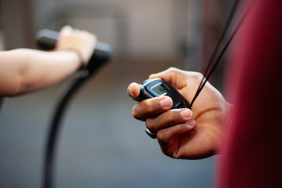 Man using a stopwatch