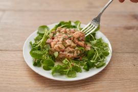 Salmon ceviche with pink peppercorns, lime and ginger