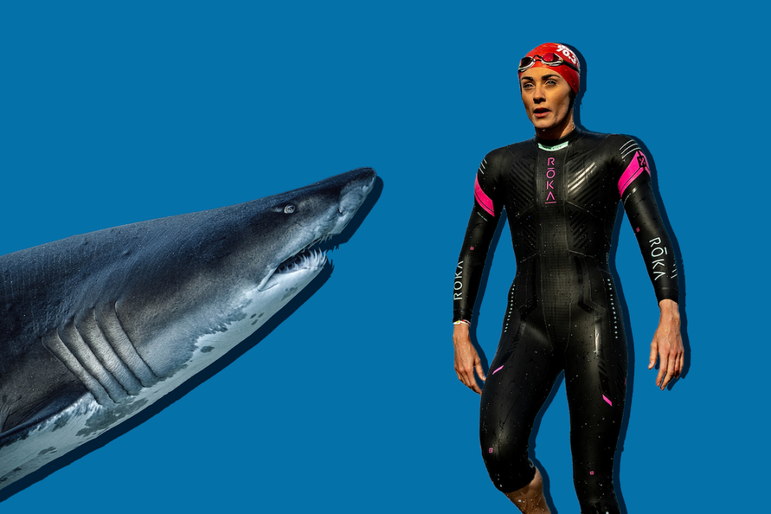 Lucy Charles-Barclay and a shark