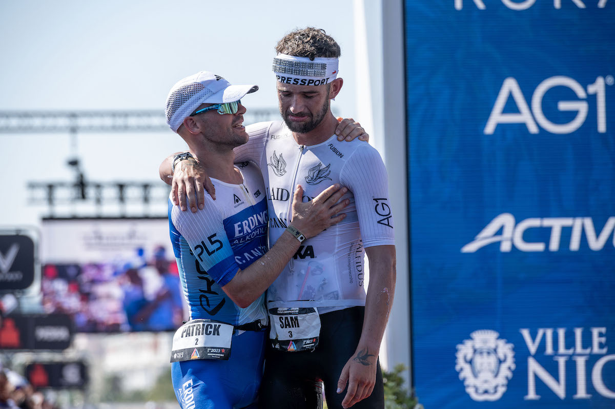 Sam Laidlow and Patrick Lange hugging